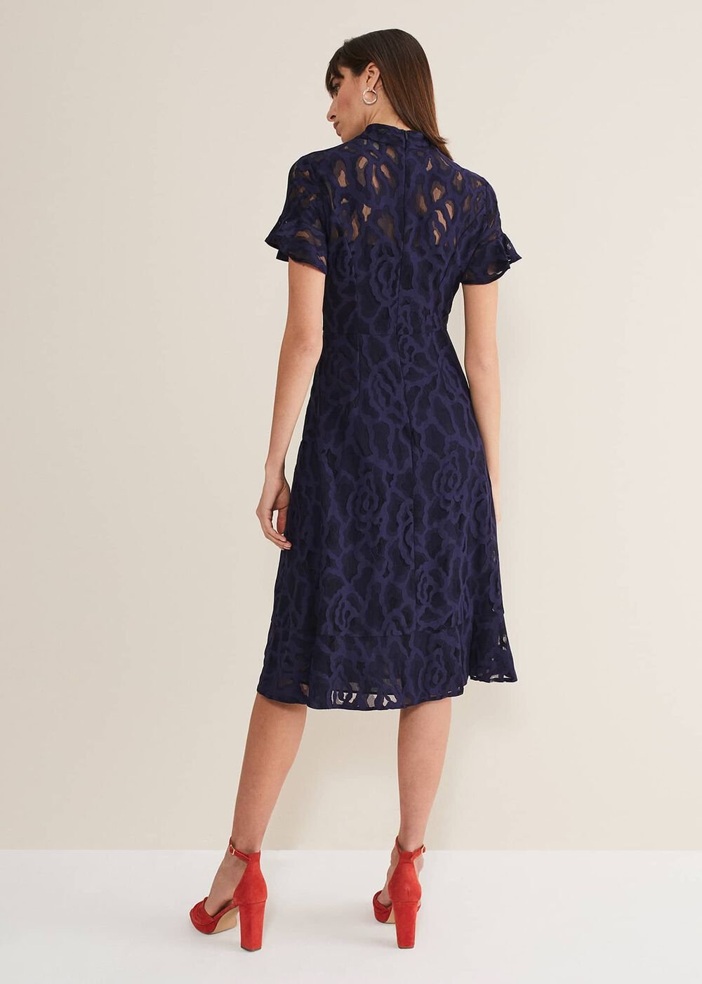 Lulu Lace Midi Dress - Navy
