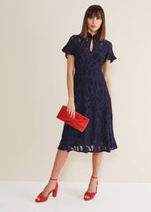 Lulu Lace Midi Dress - Navy