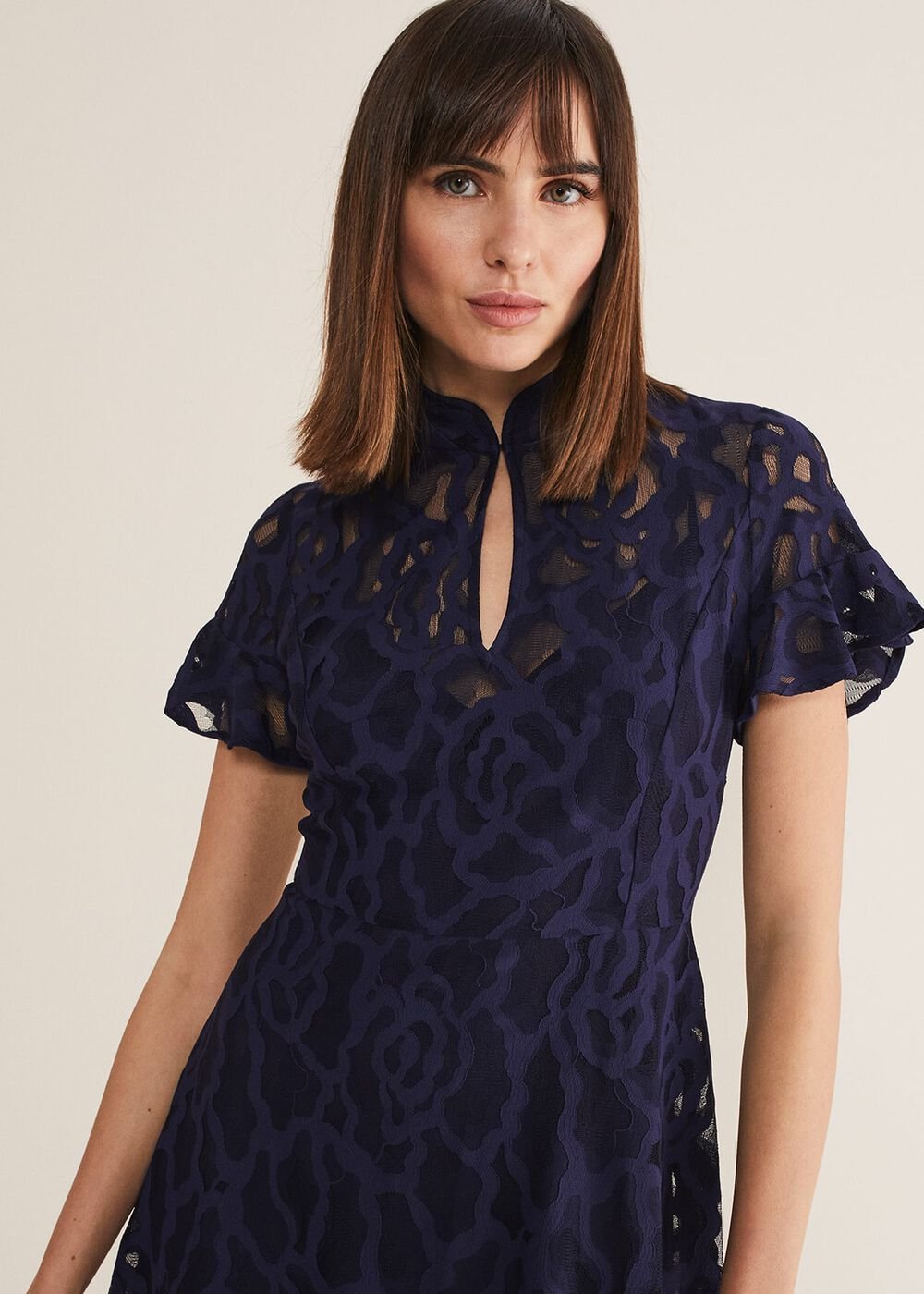 Lulu Lace Midi Dress - Navy