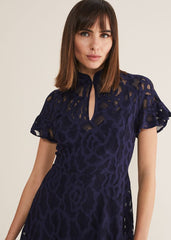 Lulu Lace Midi Dress - Navy