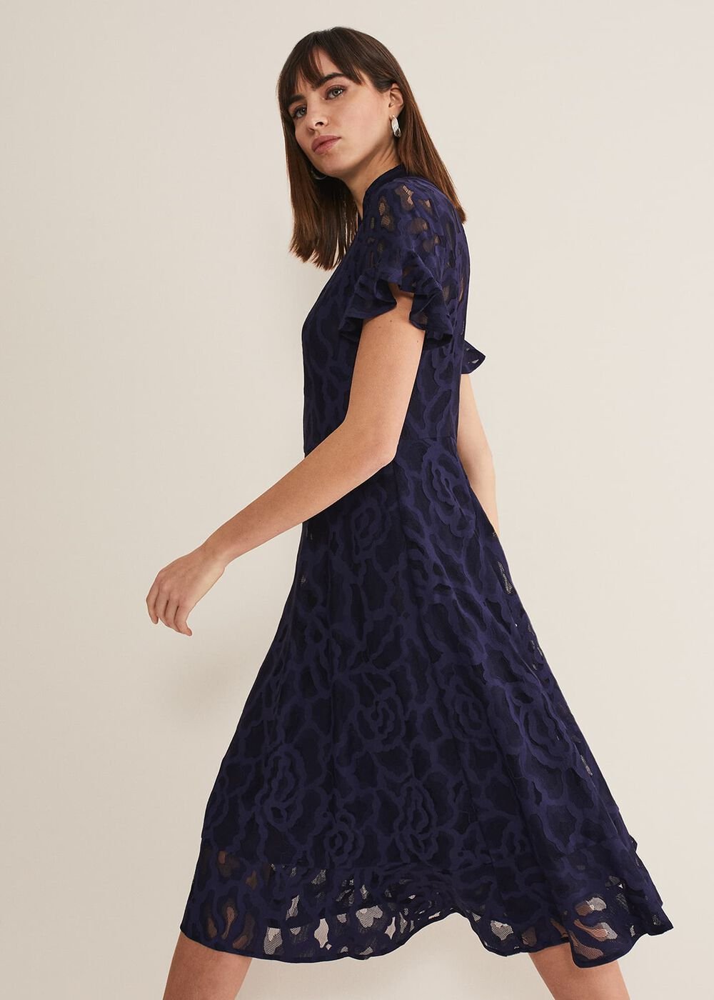Lulu Lace Midi Dress - Navy