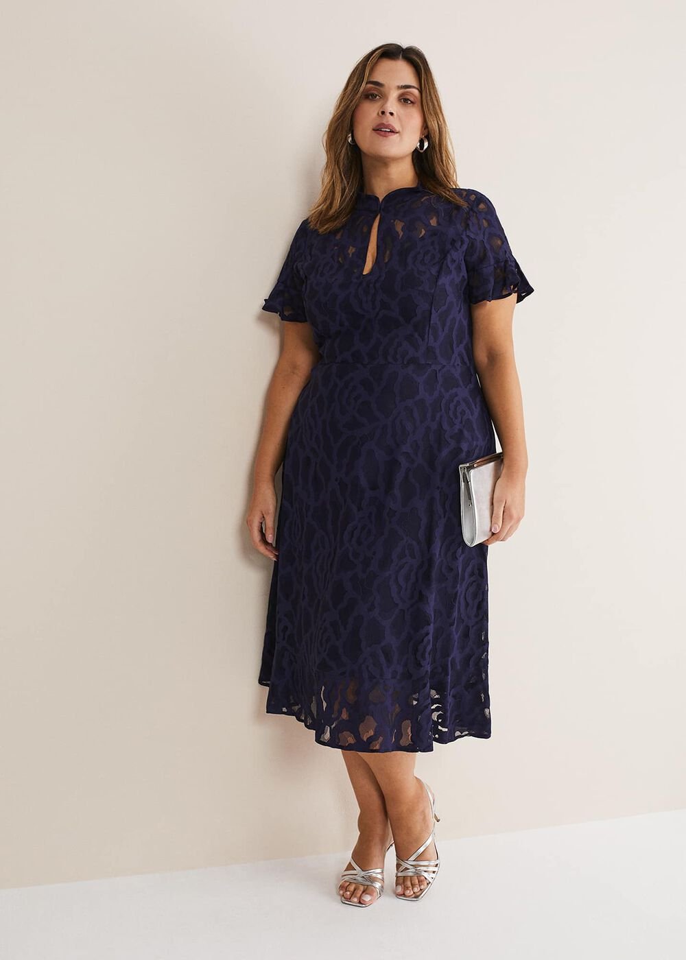 Lulu Lace Midi Dress - Navy