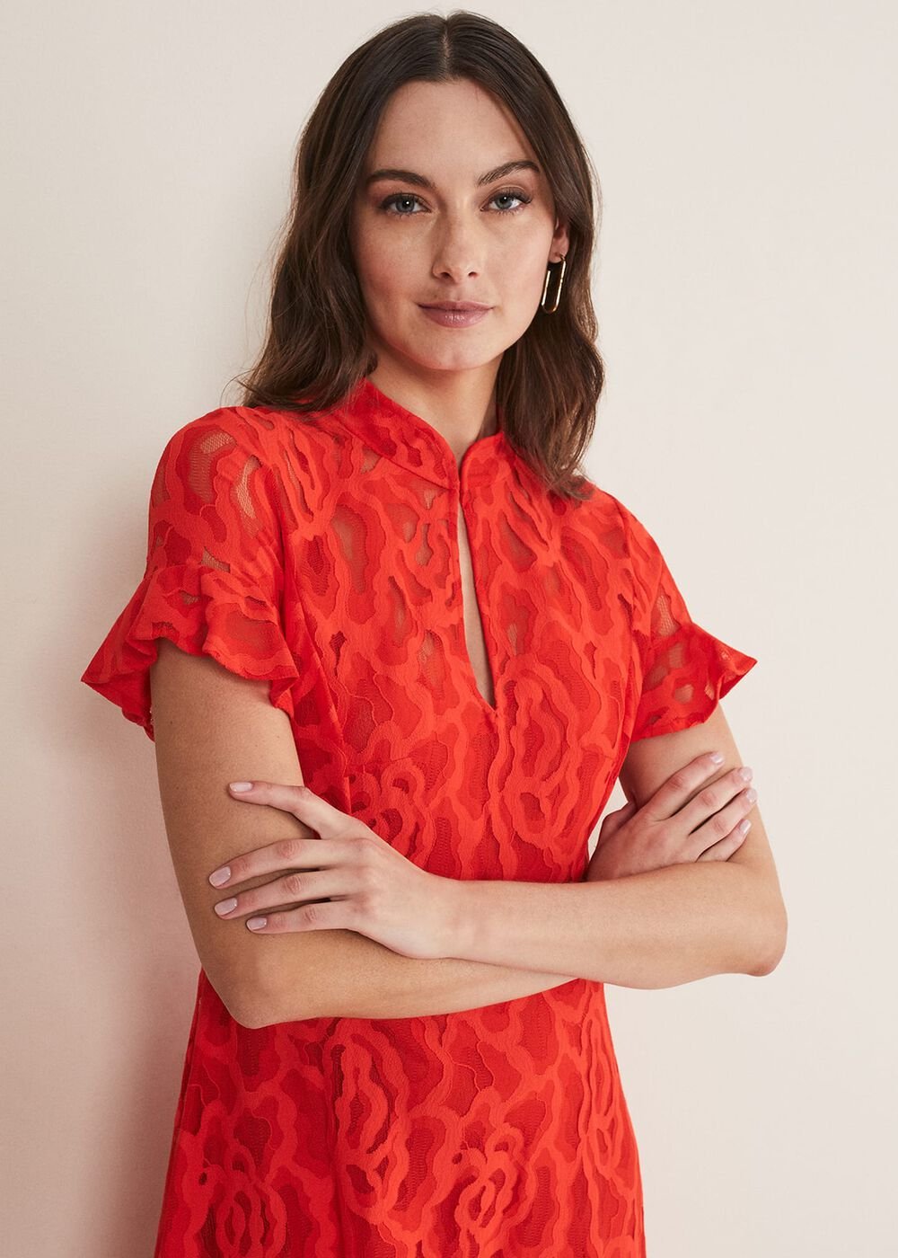 Lulu Lace Midi Dress - Fire