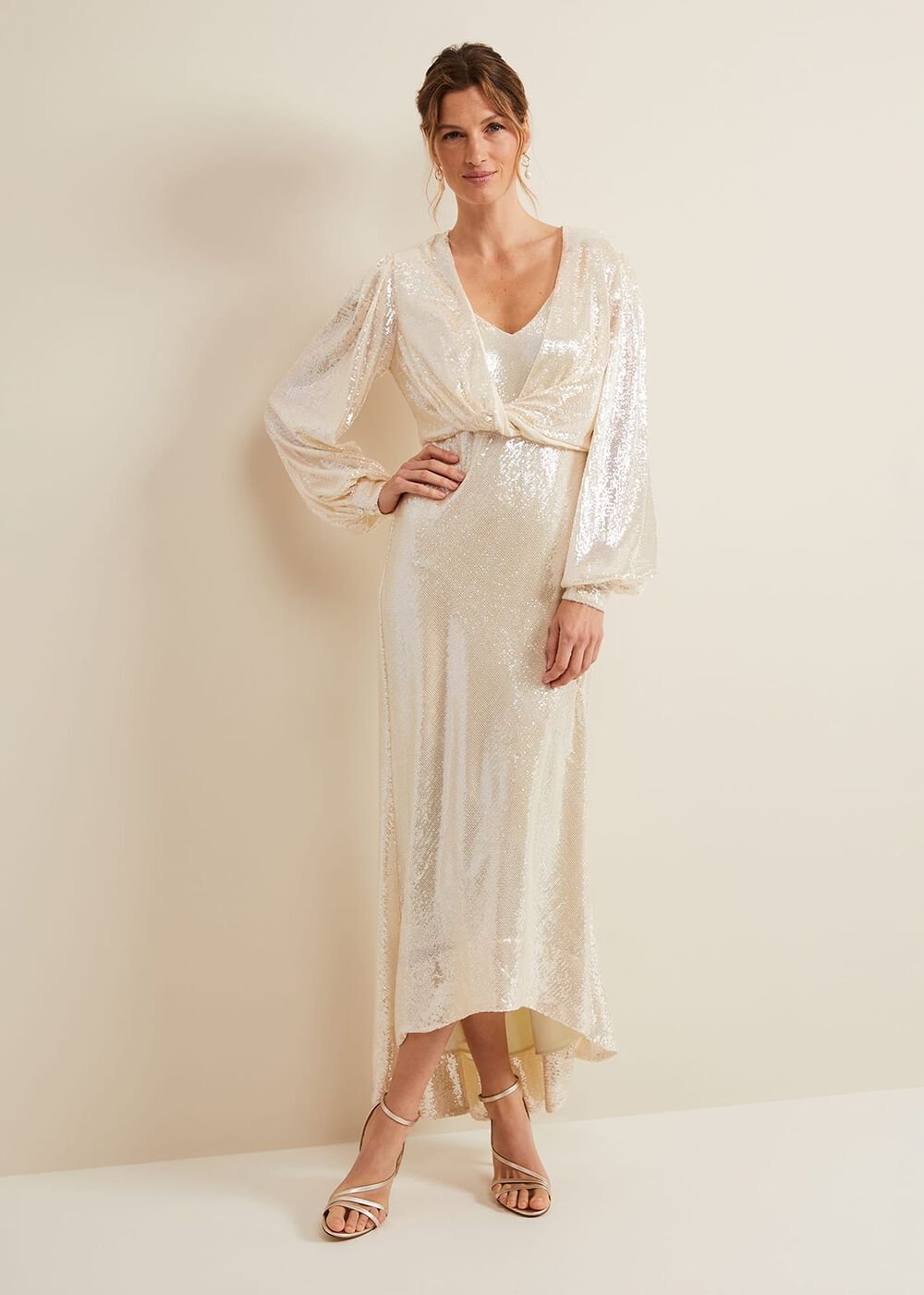 Jamila Sequin Overlay Maxi Dress - Oyster