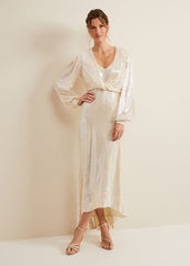 Jamila Sequin Overlay Maxi Dress - Oyster
