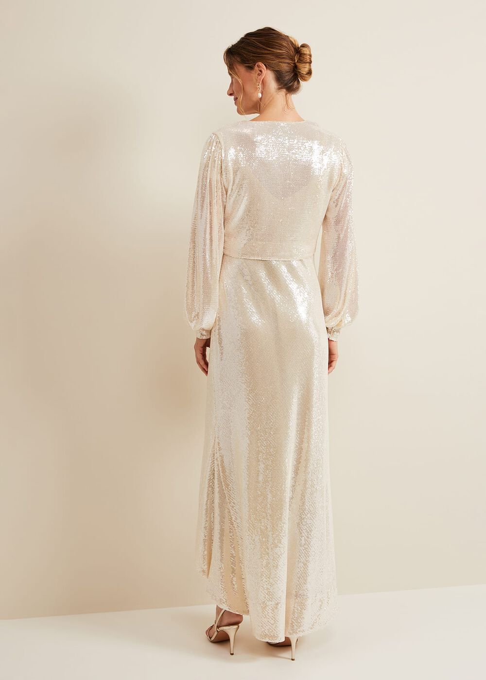 Jamila Sequin Overlay Maxi Dress - Oyster