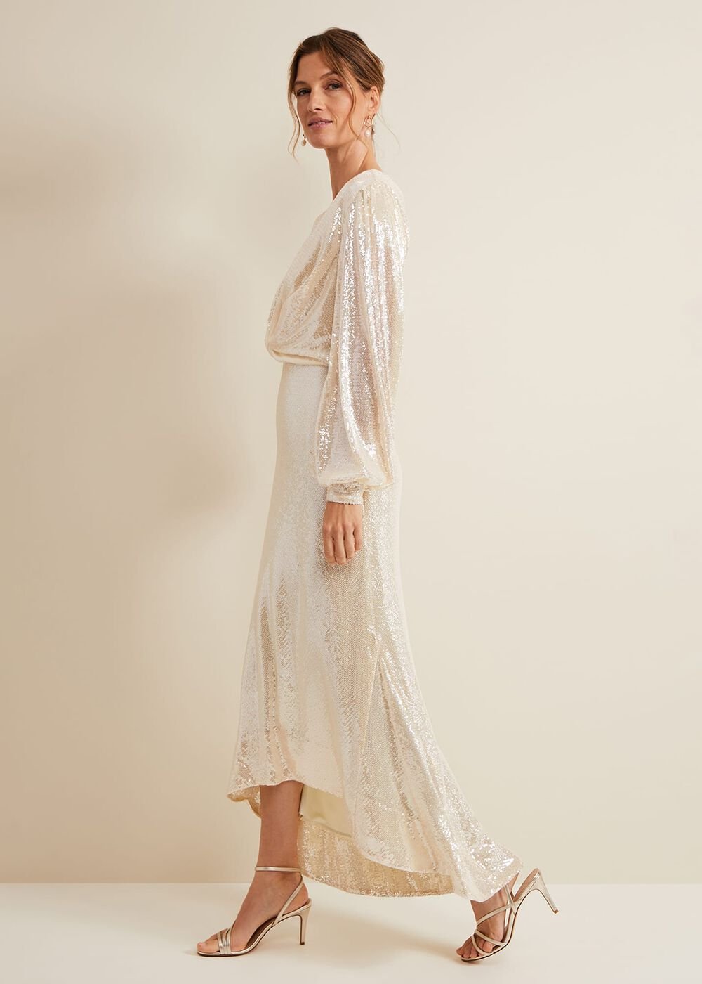 Jamila Sequin Overlay Maxi Dress - Oyster