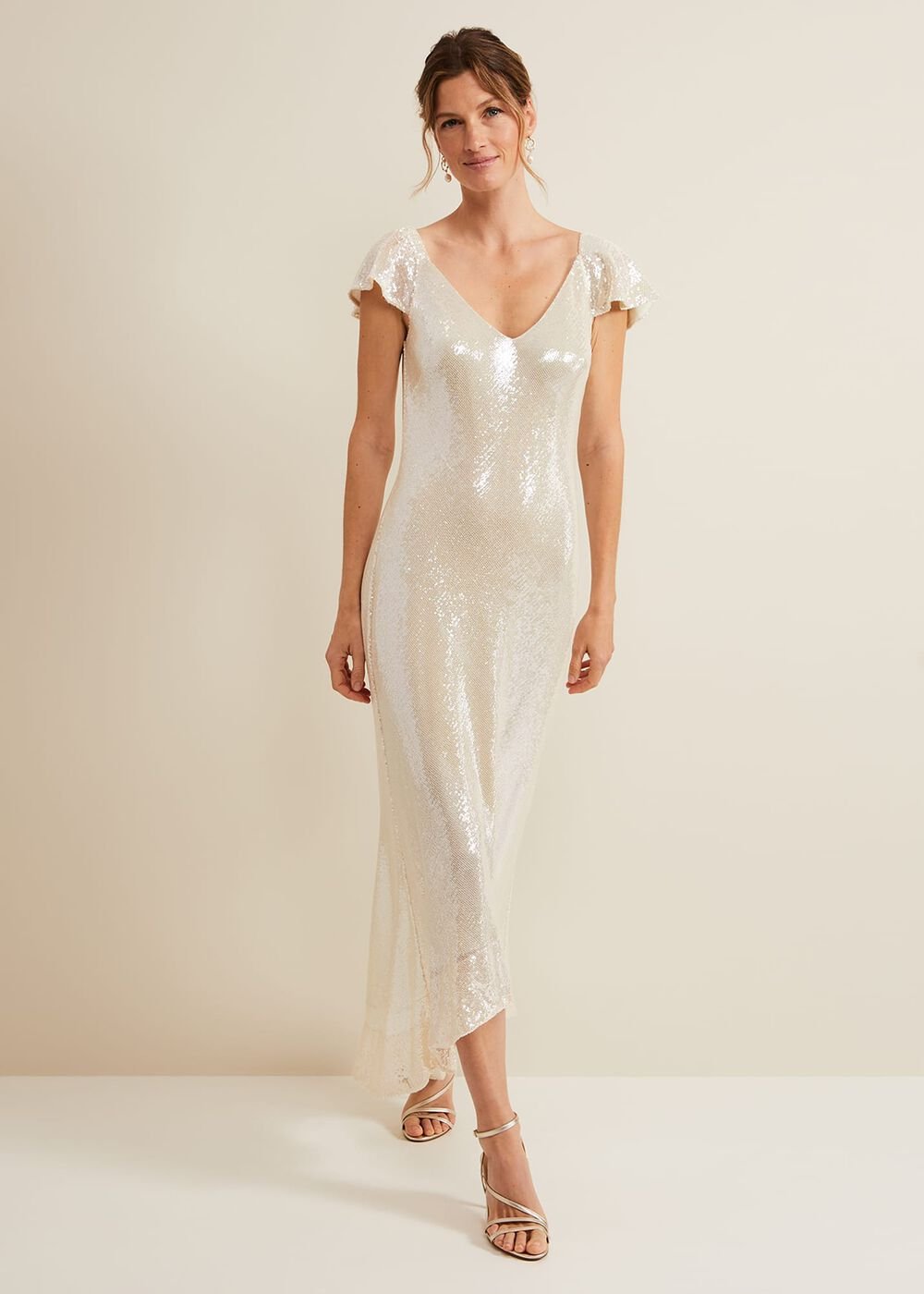 Jamila Sequin Overlay Maxi Dress - Oyster