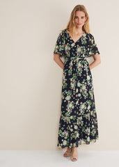 Georgie Floral Tiered Maxi Dress - Navy/Multi