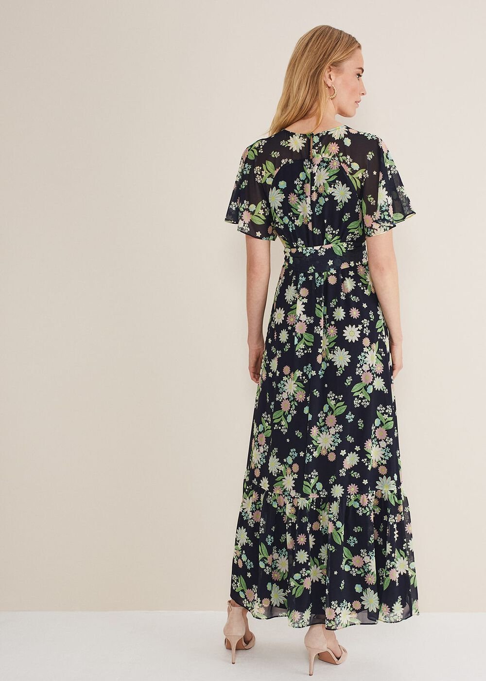 Georgie Floral Tiered Maxi Dress - Navy/Multi