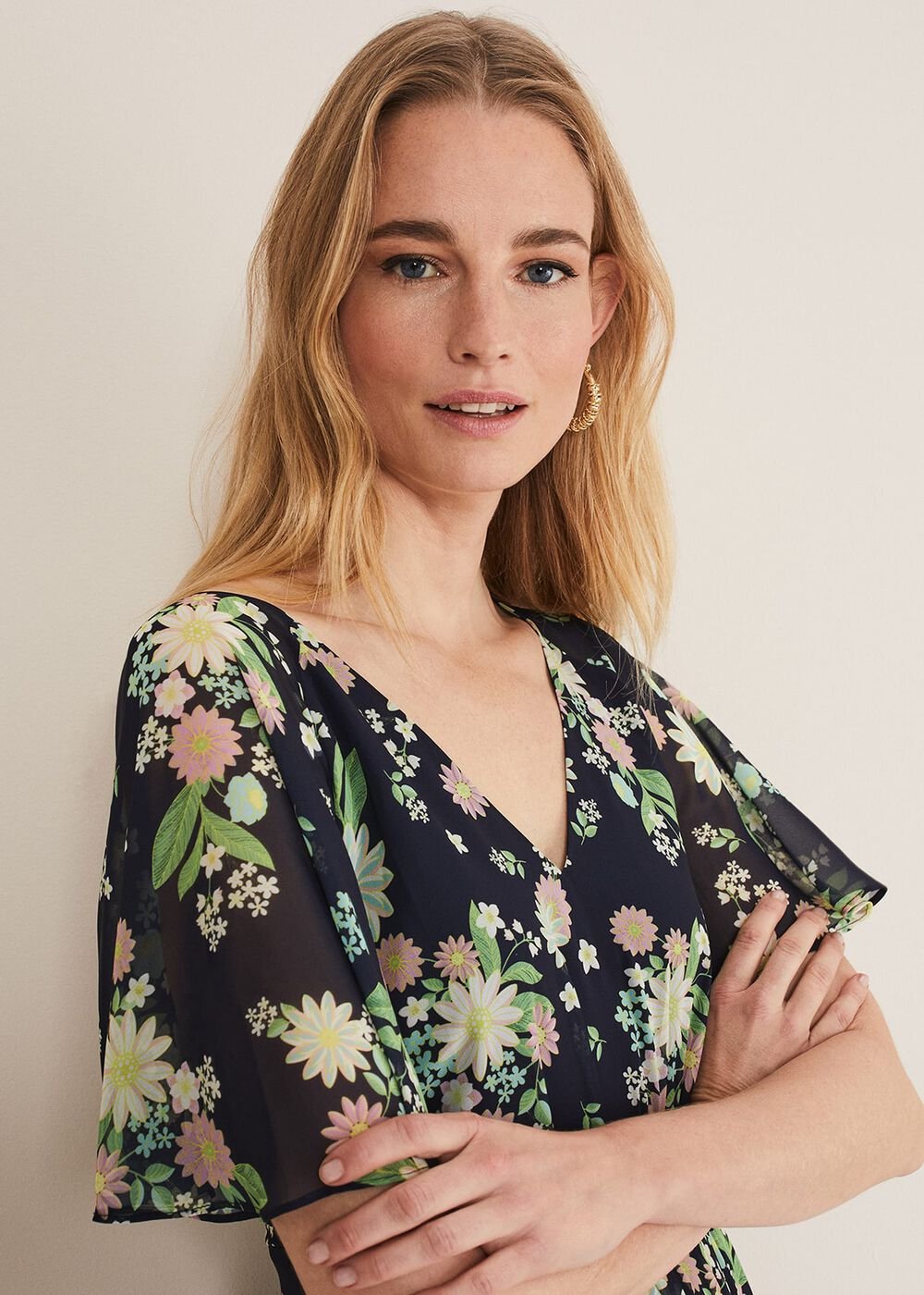 Georgie Floral Tiered Maxi Dress - Navy/Multi