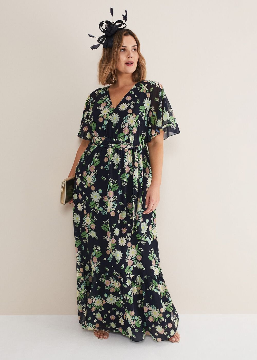 Georgie Floral Tiered Maxi Dress - Navy/Multi