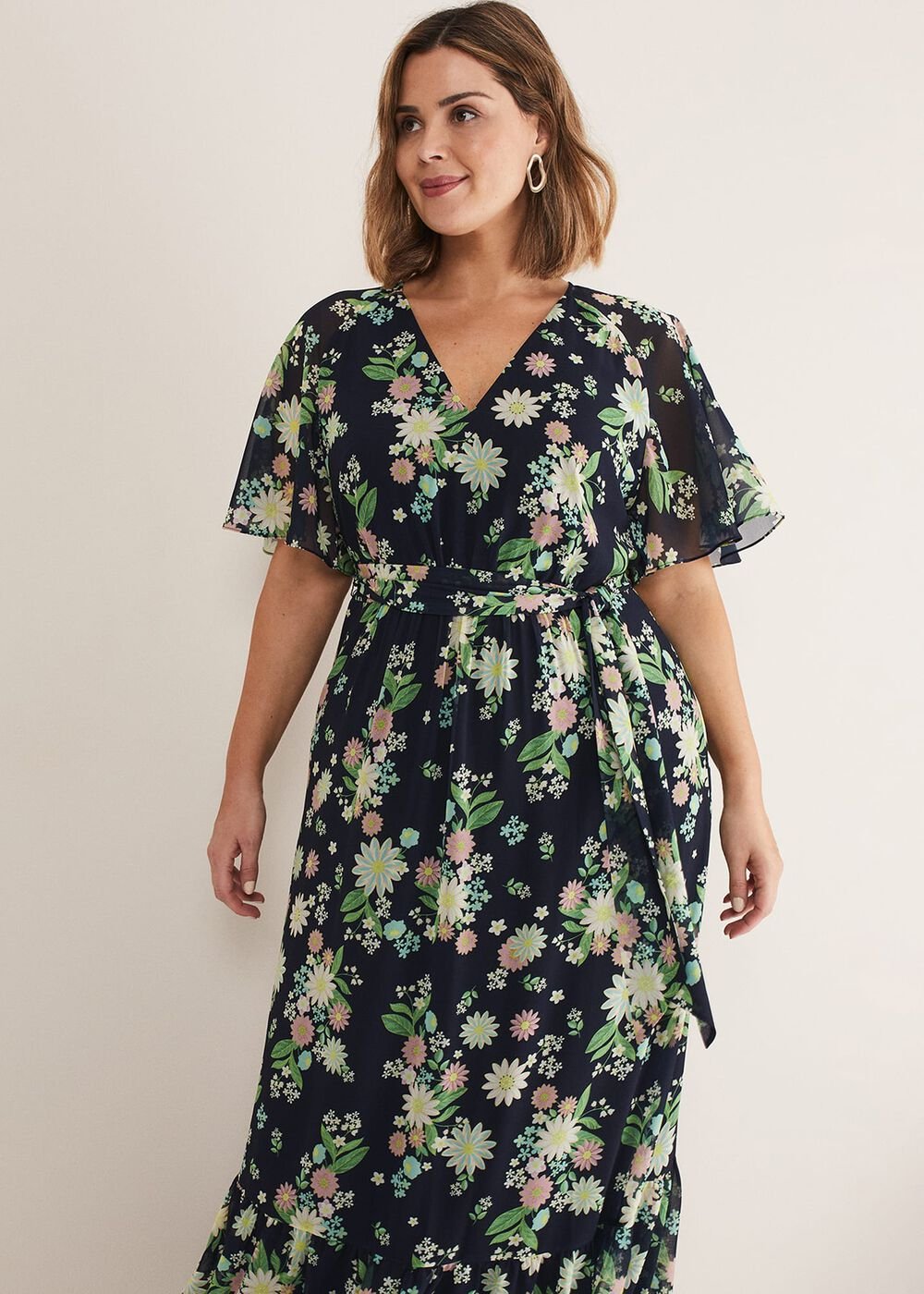 Georgie Floral Tiered Maxi Dress - Navy/Multi