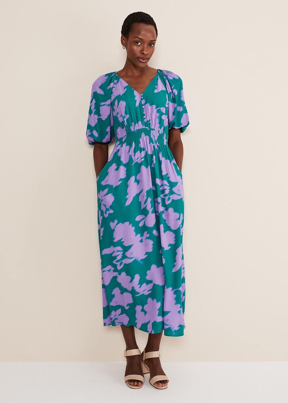 Pippa Midi Dress - Green/Purple