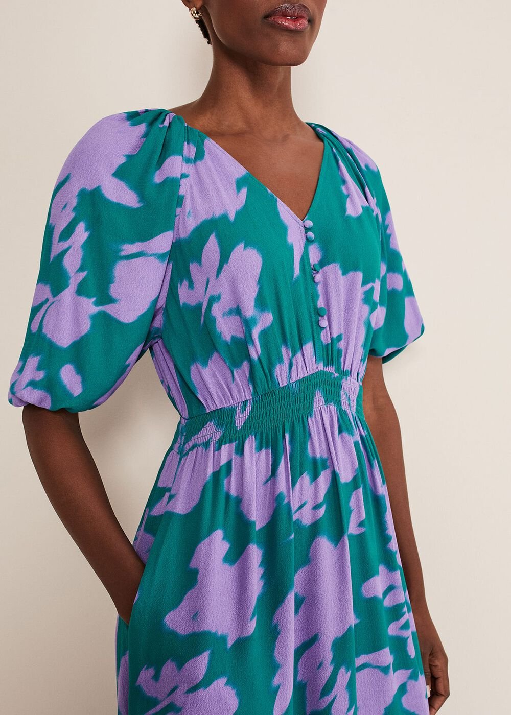 Pippa Midi Dress - Green/Purple