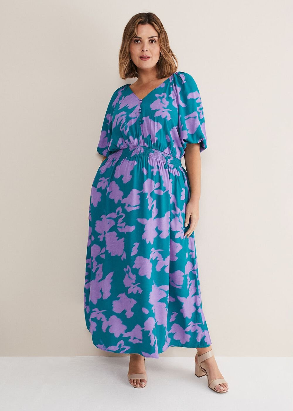 Pippa Midi Dress - Green/Purple