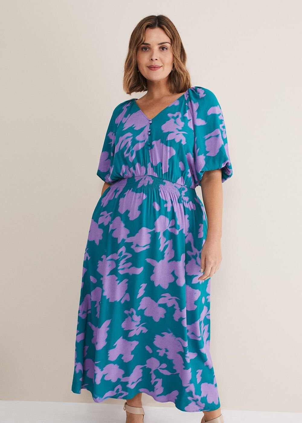 Pippa Midi Dress - Green/Purple