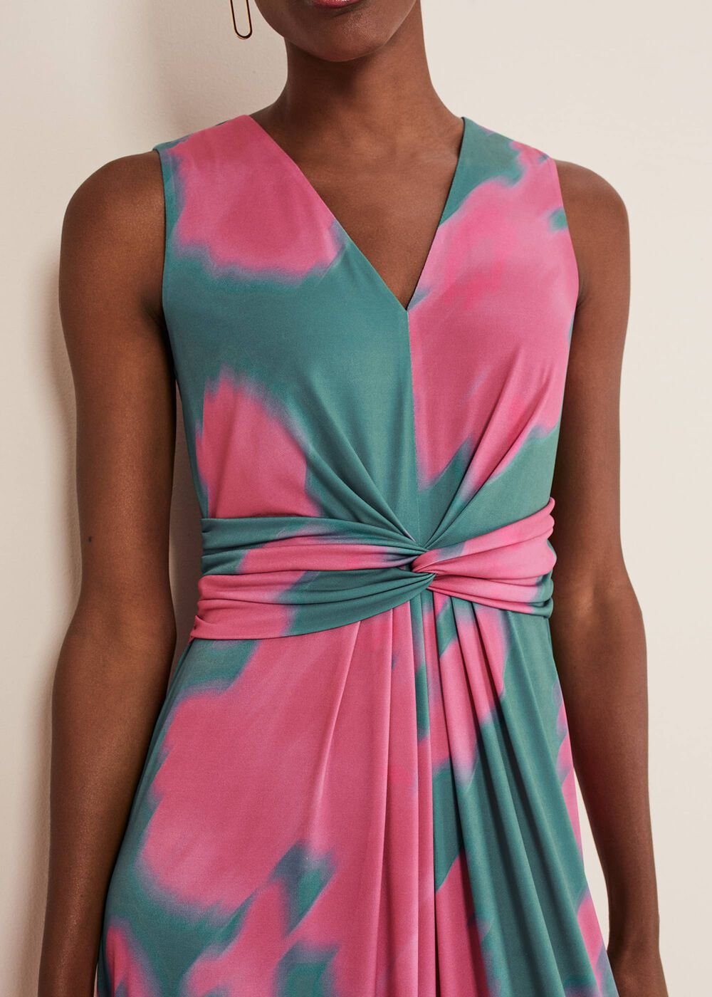 Madison Abstract Maxi Dress - Pink/Green