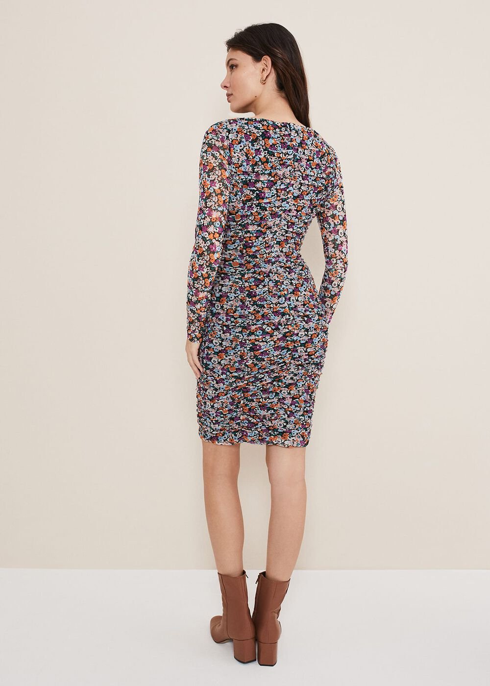 Serena Jersey Floral Midi Dress - Multi-Coloured
