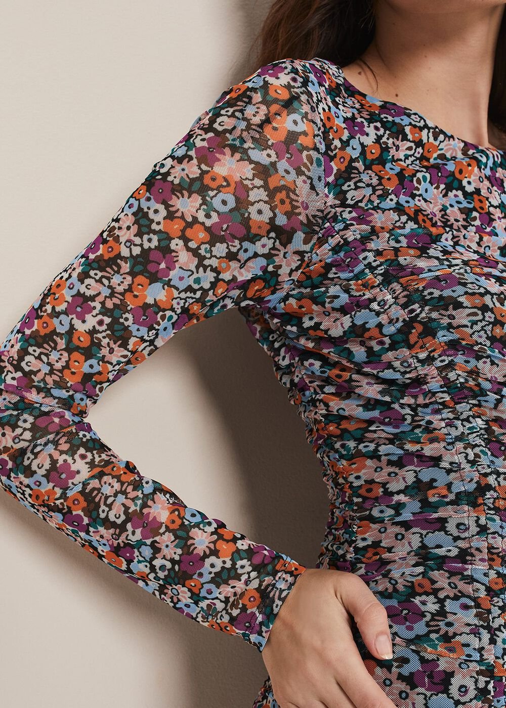 Serena Jersey Floral Midi Dress - Multi-Coloured