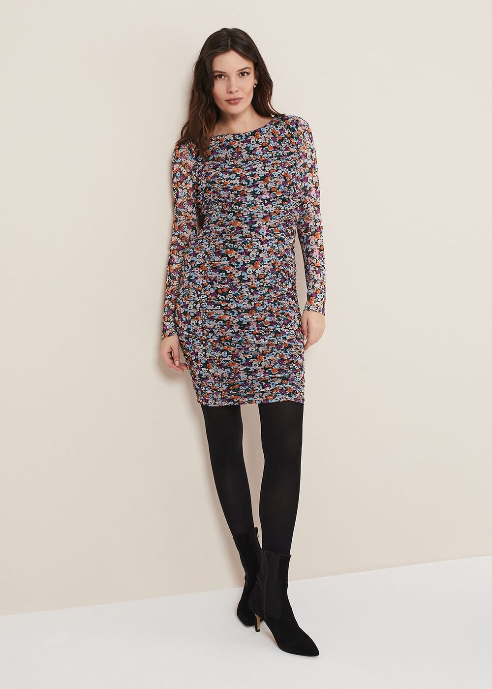 Serena Jersey Floral Midi Dress - Multi-Coloured