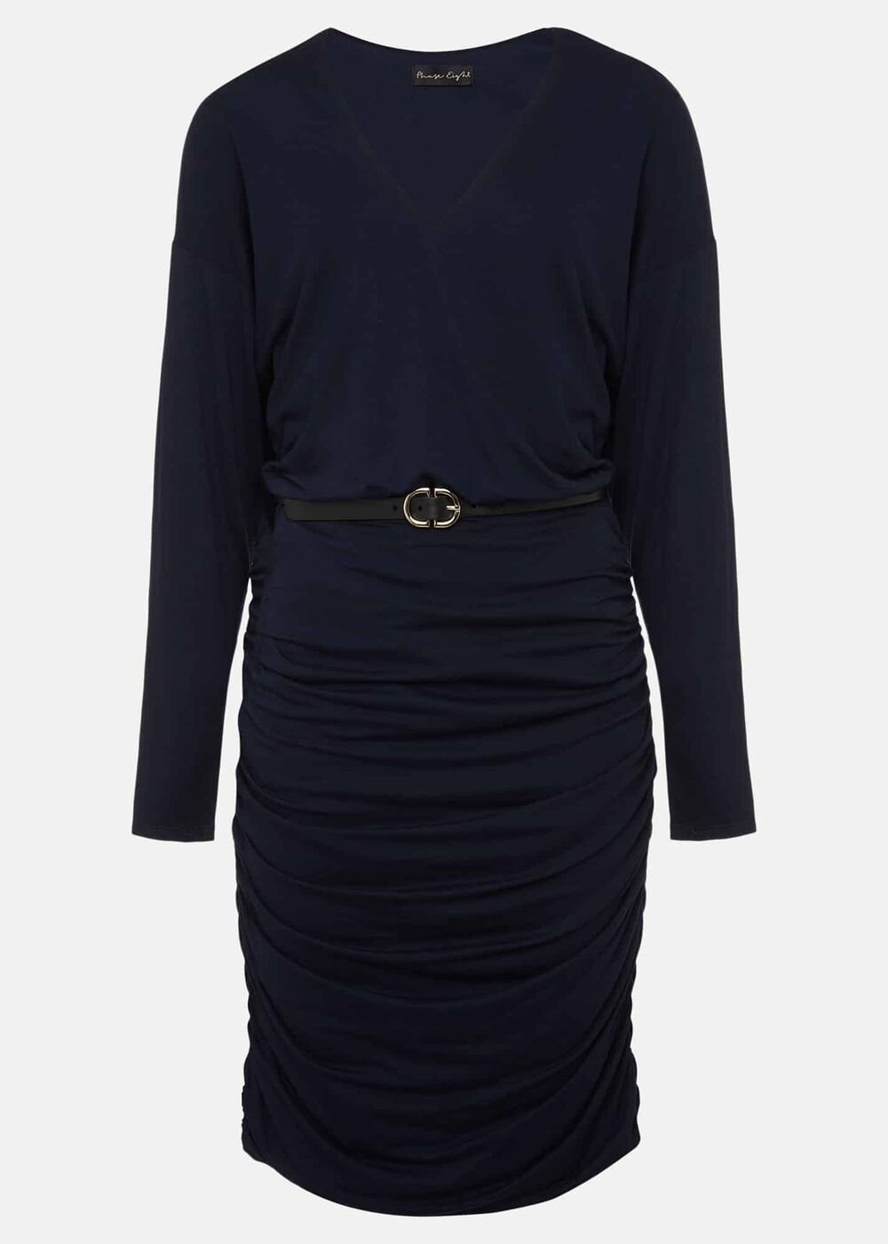Jules Jersey Belted Batwing Dress - Navy