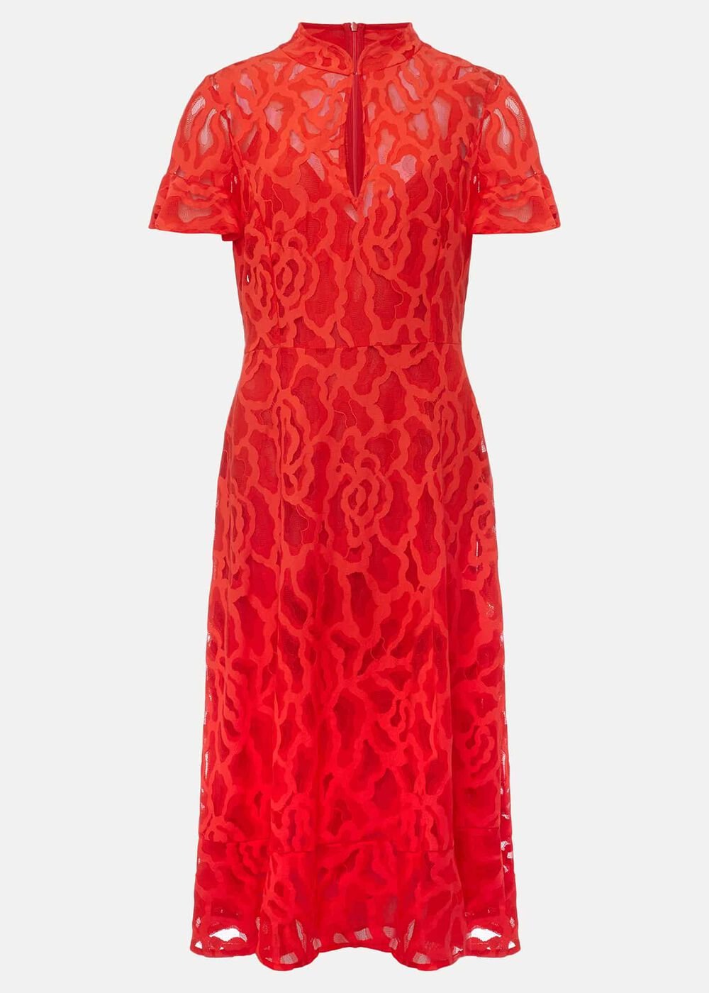 Petite Lulu Lace Midi Dress - Fire