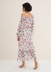 Vicky Off Shoulder Printed Dress - Multi-Coloured