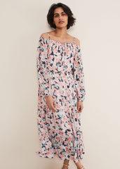 Vicky Off Shoulder Printed Dress - Multi-Coloured