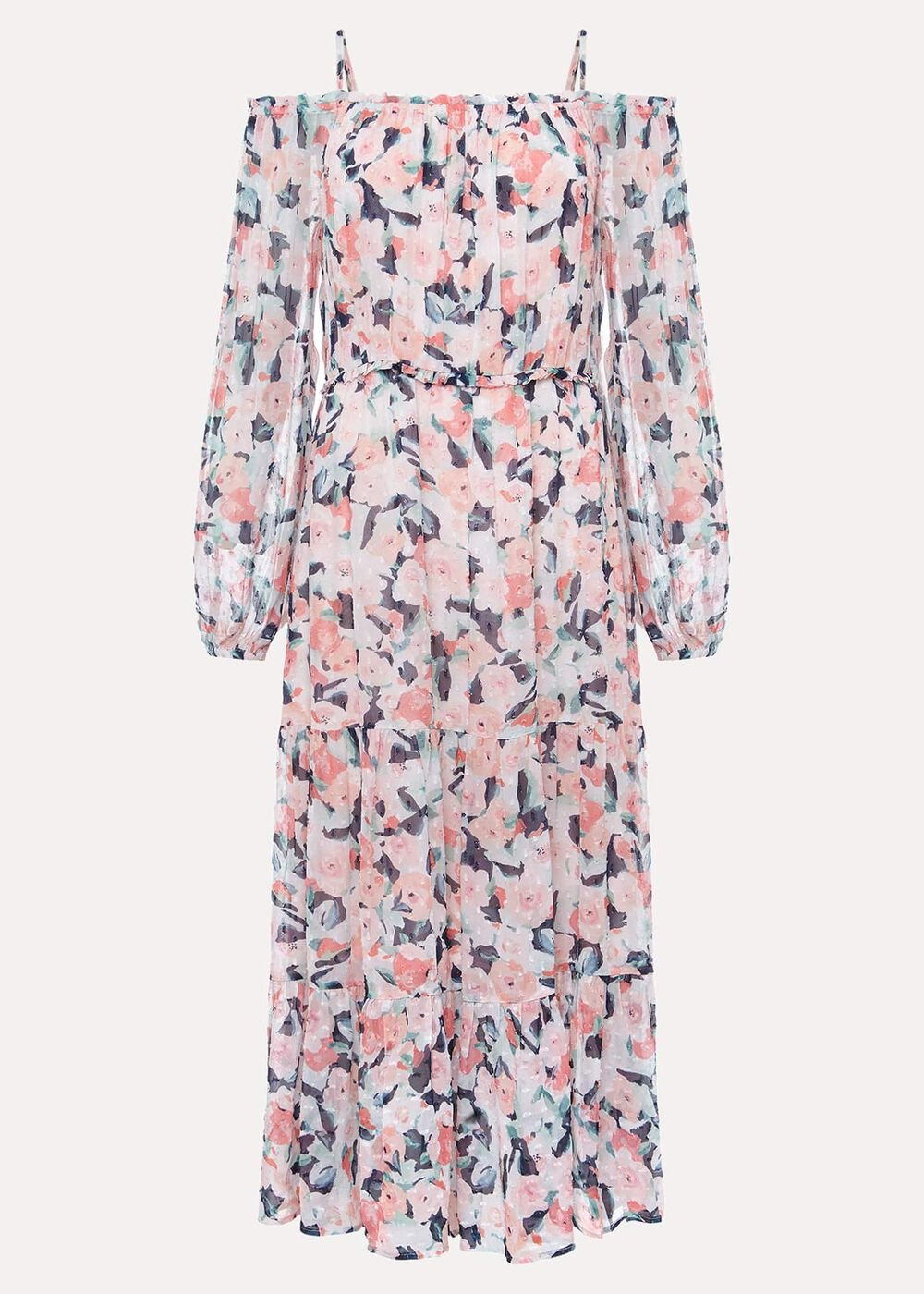Vicky Off Shoulder Printed Dress - Multi-Coloured