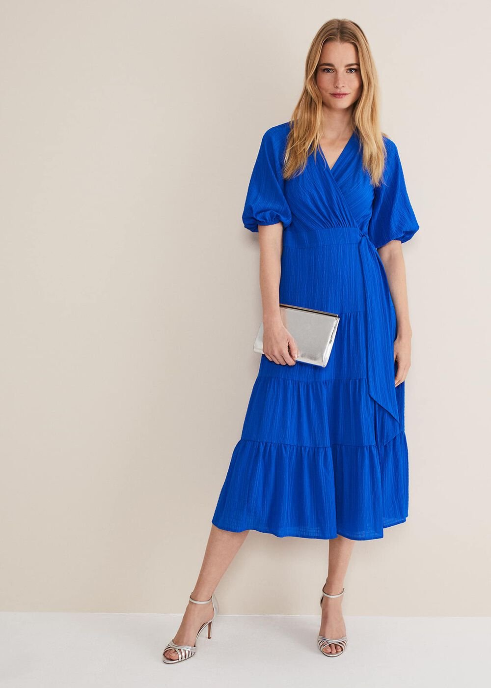 Morven Blue Wrap Midi Dress - Cobalt