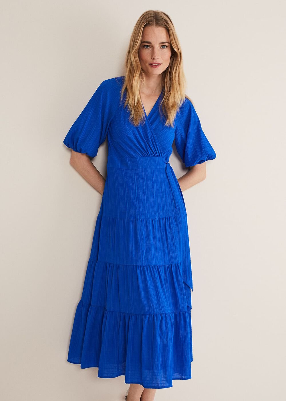 Morven Blue Wrap Midi Dress - Cobalt