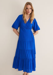 Morven Blue Wrap Midi Dress - Cobalt