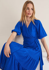 Morven Blue Wrap Midi Dress - Cobalt