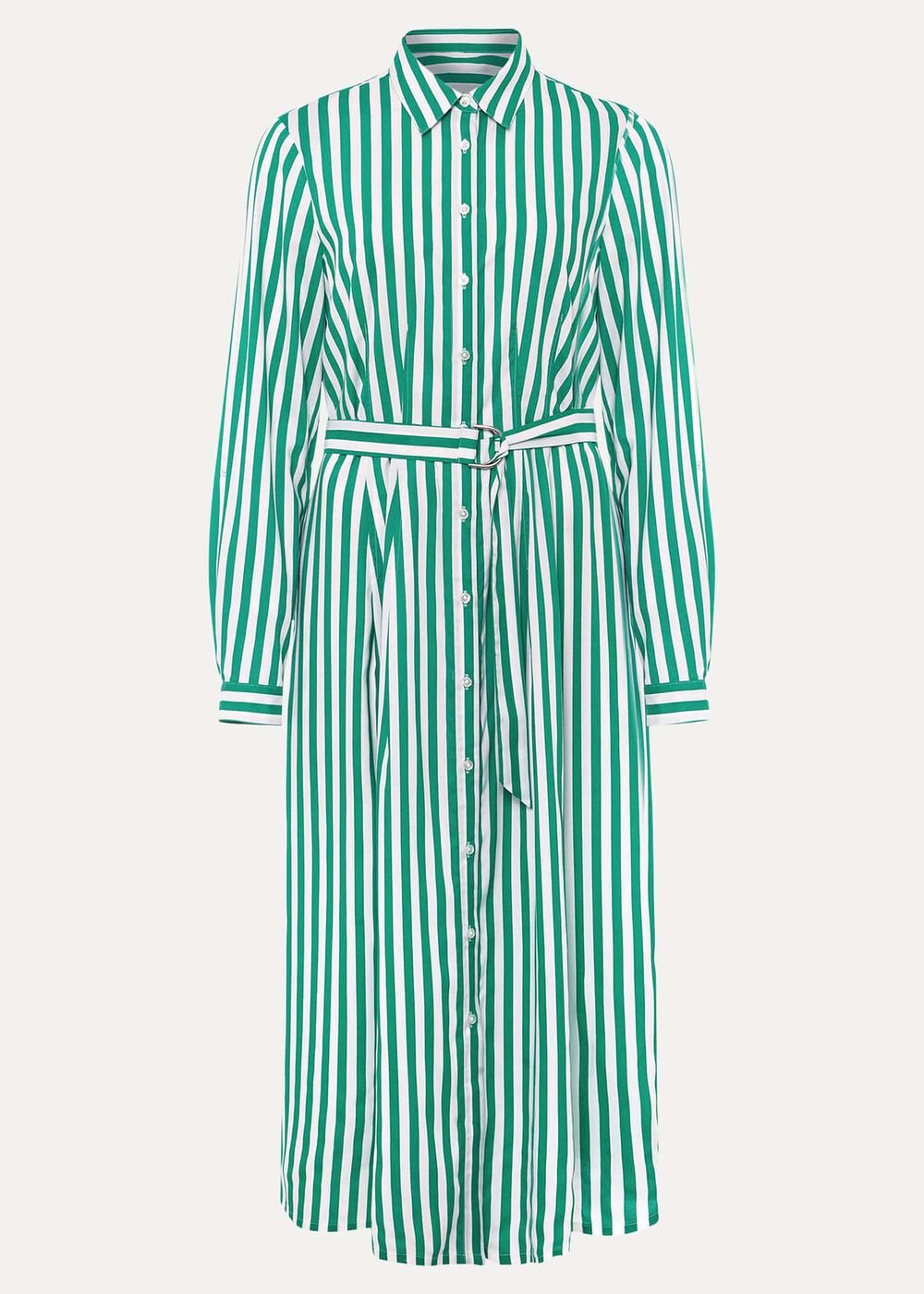 Ida Stripe Shirt Midi Dress - Green