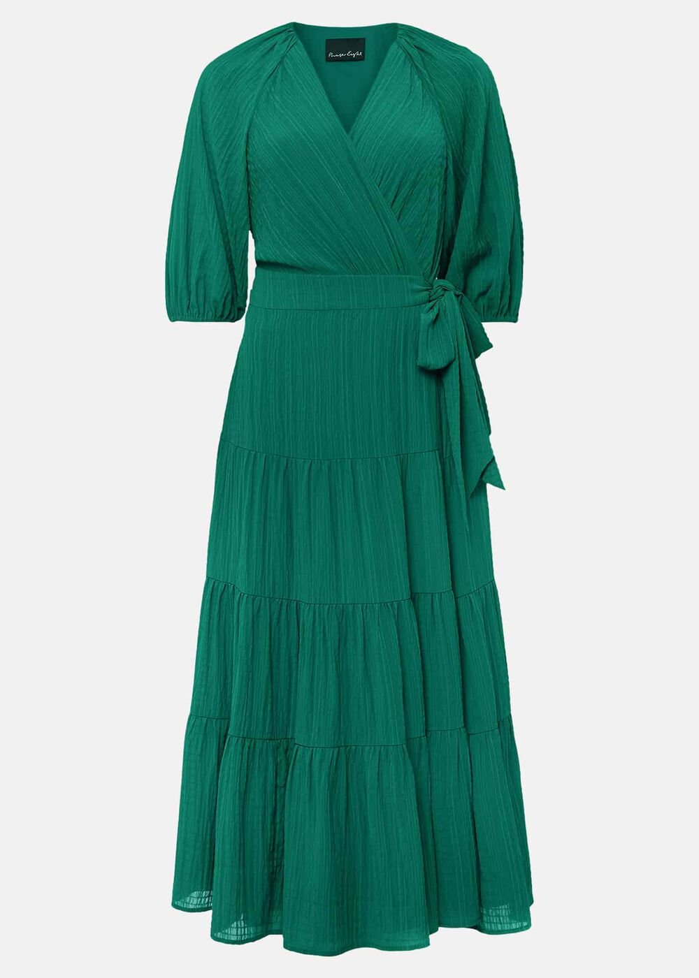 Morven Green Wrap Midi Dress - Bright Green