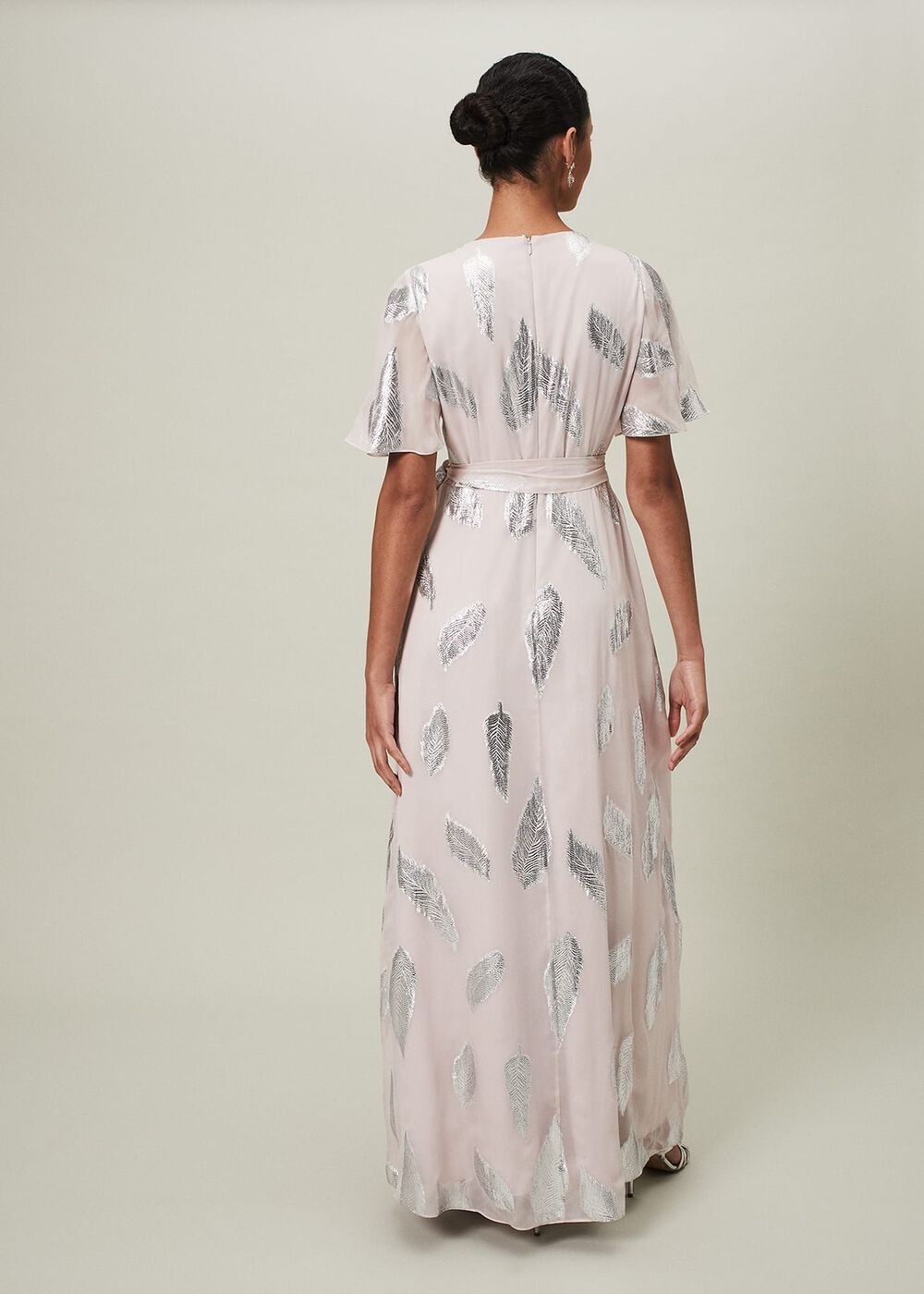 Larah Lurex Feather Jaquard Maxi Dress - Misty Mauve/Silver