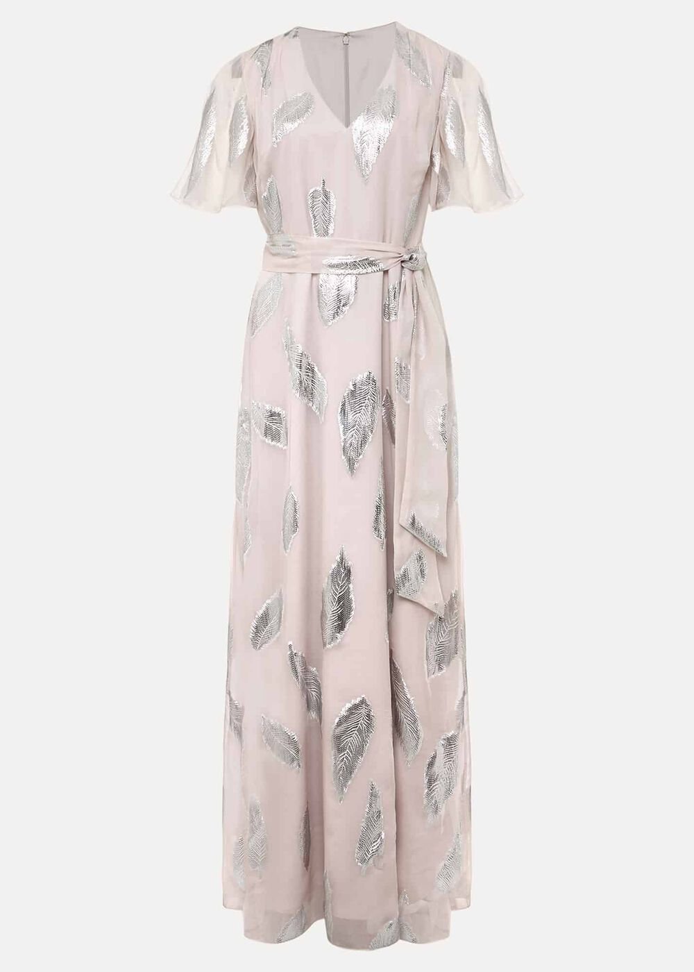 Larah Lurex Feather Jaquard Maxi Dress - Misty Mauve/Silver