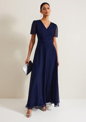 Arwen Silk Maxi Dress - Navy