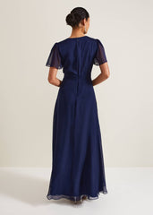 Arwen Silk Maxi Dress - Navy