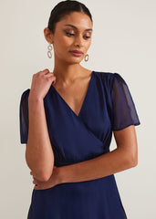 Arwen Silk Maxi Dress - Navy