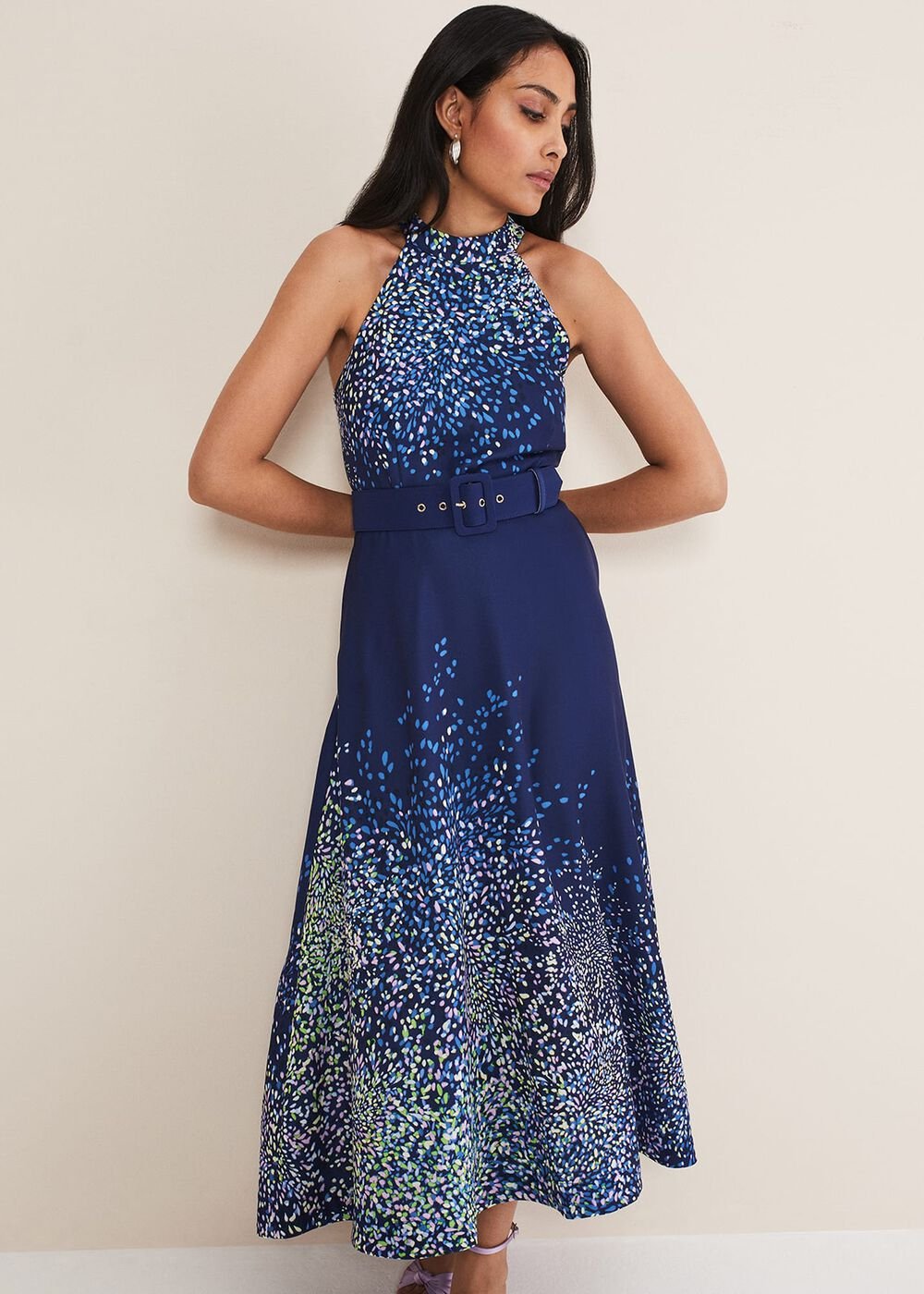 Petite Clea Ditsy Midi Dress - French Navy / Multi