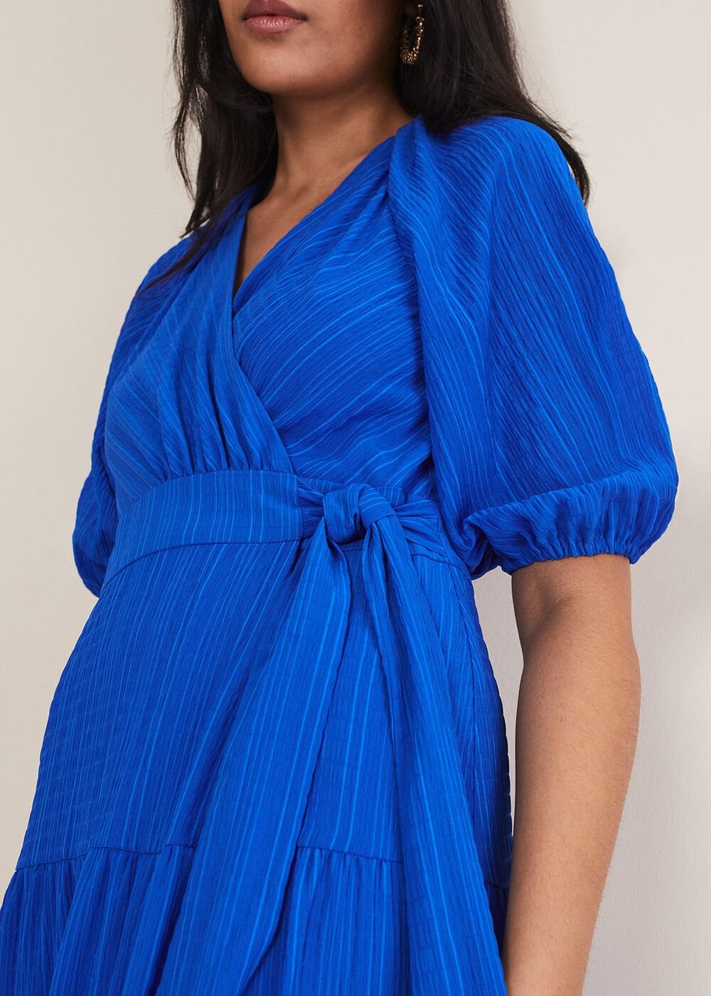 Petite Morven Blue Wrap Midi Dress - Cobalt
