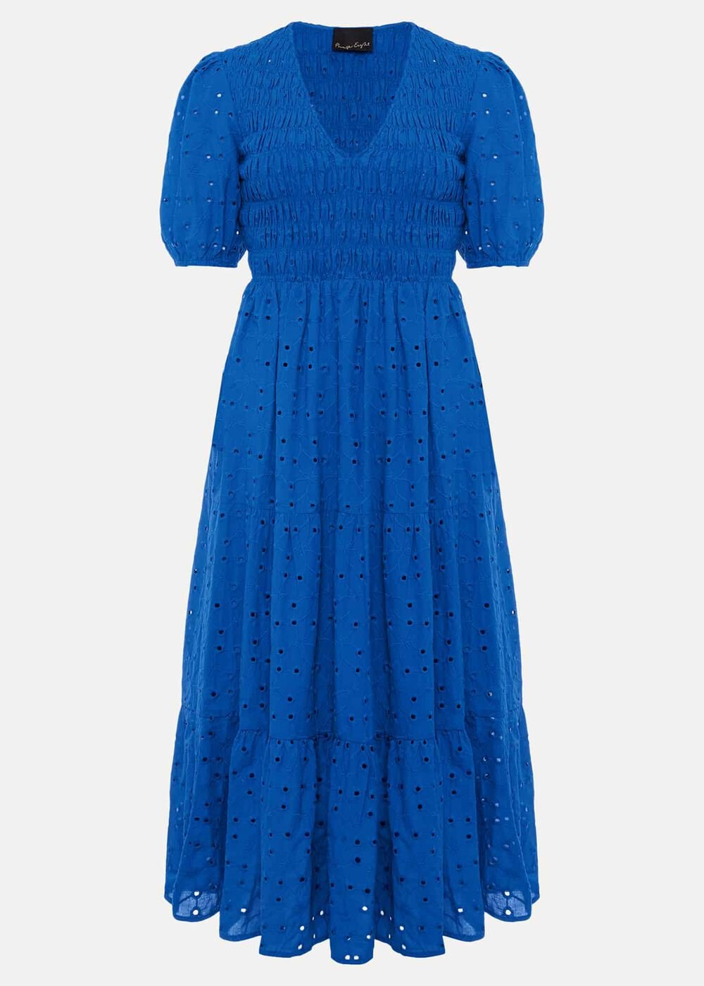 Gretta Broderie Midi Dress - Blue