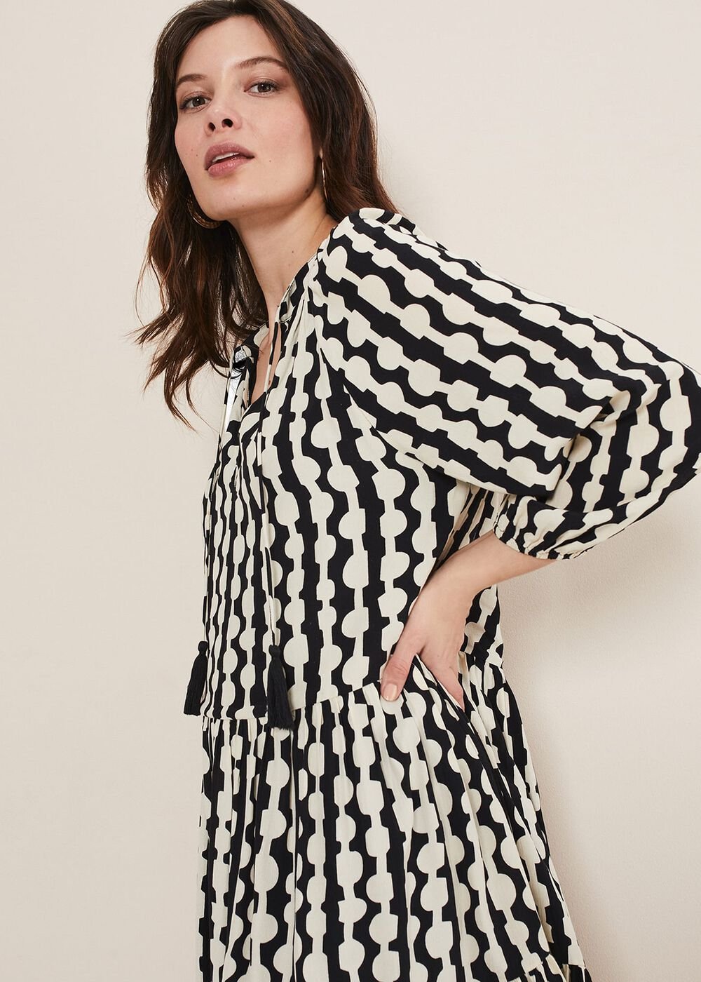Lara Swing Dress - Black/Stone