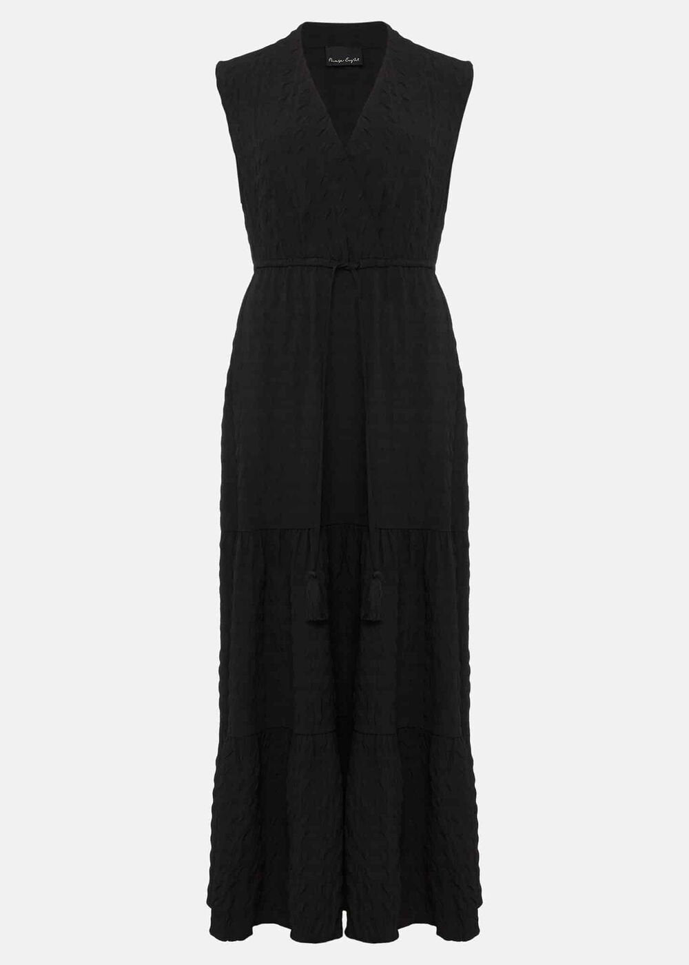 Anika Textured Sleeveless Midi Dress - Black