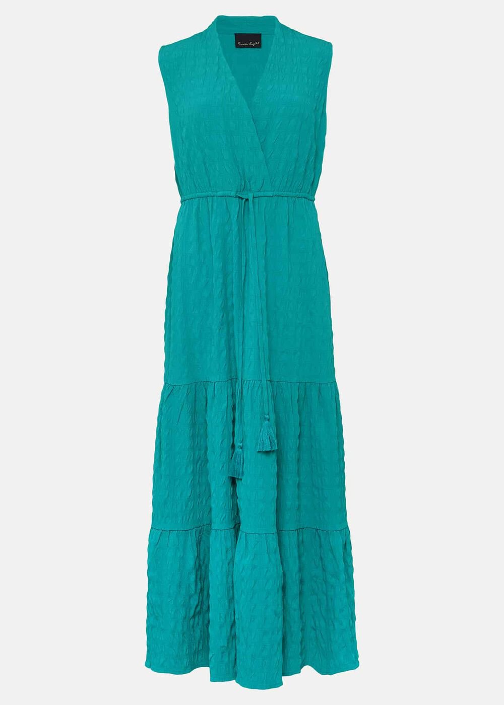 Anika Textured Sleeveless Midi Dress - Turquoise