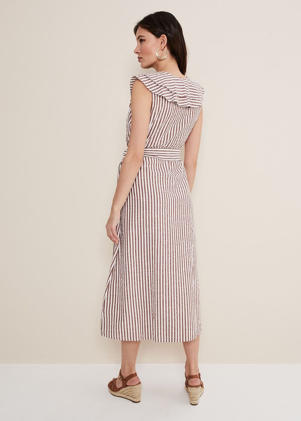 Jamilla Striped Midi Dress - Ivory/Natural