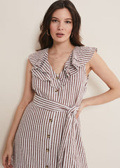 Jamilla Striped Midi Dress - Ivory/Natural