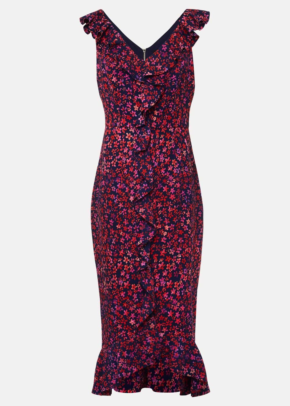 Viola Ditsy Frill Dress - Navy/Multi